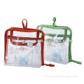 Transparent PVC Packaging Bag with Red Fabric Binding and Handle Top